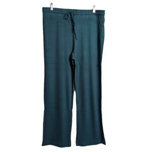 NWT Andie The Wide Leg Pant Fern Green Drawstring Waffle Knit Comfort L